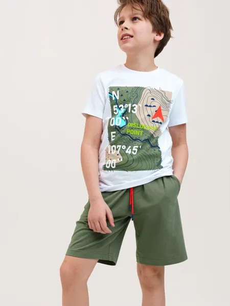 Комплект трикотажный фуфайка футболка шорты классический пояс