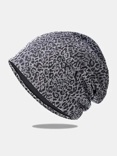Женская хлопковая леопардовая жаккардовая шапка с горячим сверлением, дышащая повседневная шапка Шапка