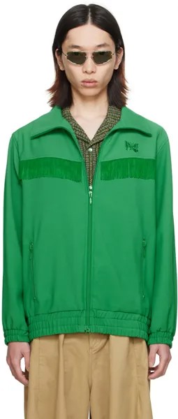 Зеленая спортивная куртка с бахромой Needles