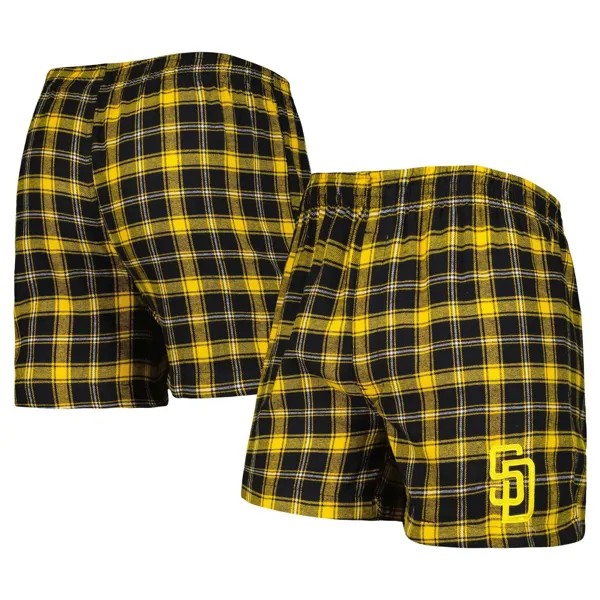 Мужские фланелевые боксеры Concepts Sport черного/золотого цвета San Diego Padres Ledger
