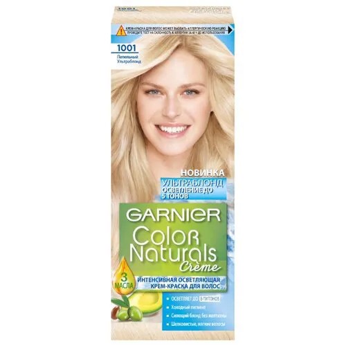 GARNIER Color Naturals стойкая интенсивная осветляющая крем-краска для волос, 1001, Пепельный Ультраблонд