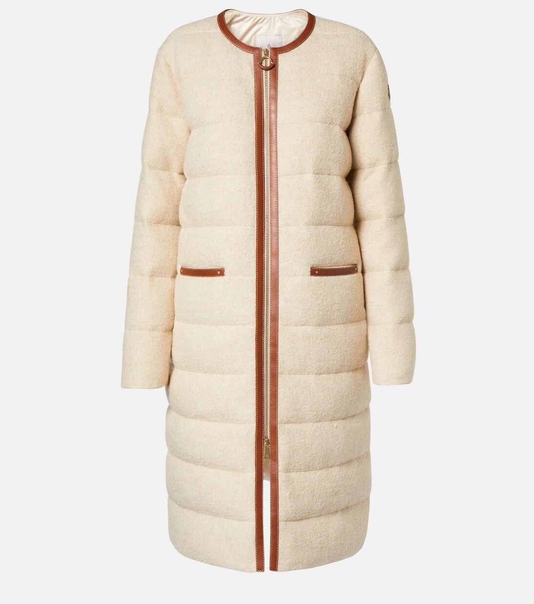 Пуховик Bellette с кожаной отделкой Moncler, белый