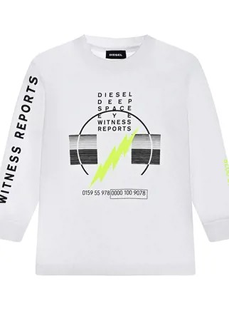 Белая толстовка с графичным принтом Diesel детская