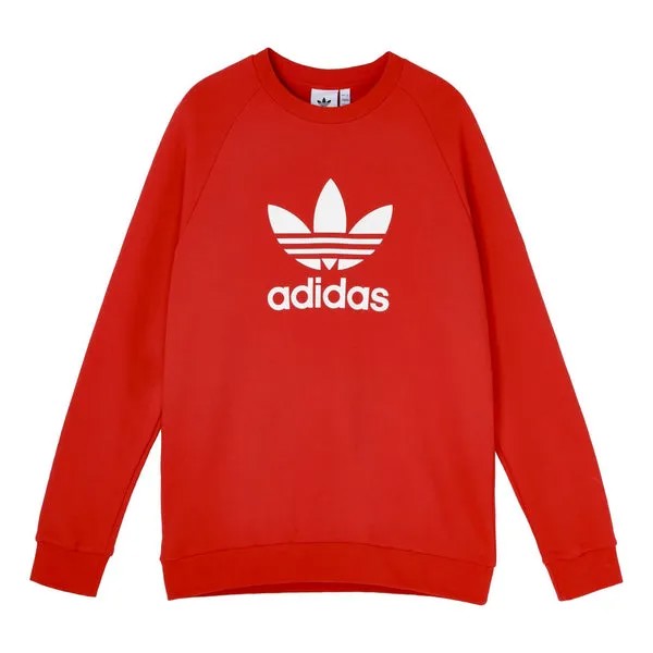 Толстовка с капюшоном оригинальная трилистник экипаж пуловер спортивный Adidas, красный