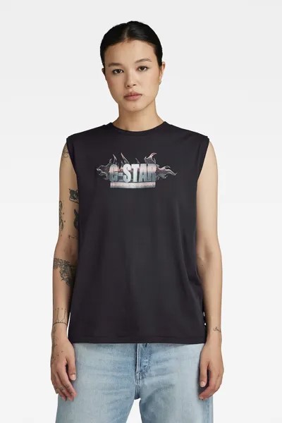 Топ с овальным вырезом и логотипом G-Star Raw, черный