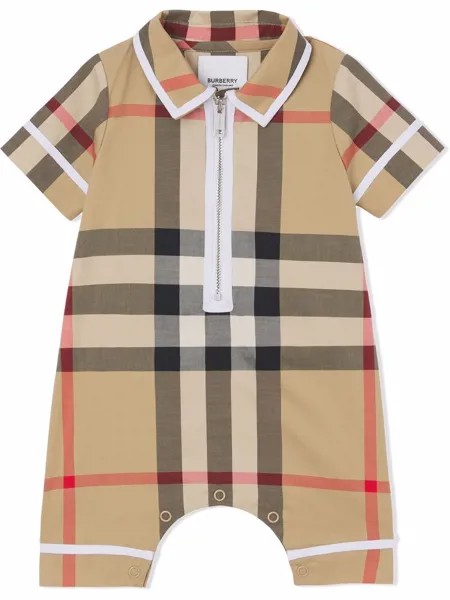 Burberry Kids клетчатая пижама на молнии