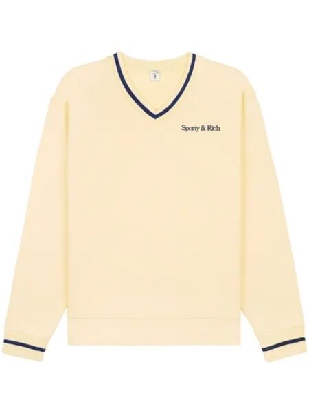 Sporty & Rich джемпер New Serif с V-образным вырезом, нейтральный цвет