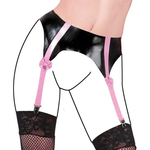 Мини черные и розовые сексуальные латексные юбки с бантом спереди короткие резиновые подвязки