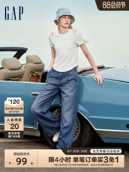 Футболка женская Gap с изогнутым подолом, черный