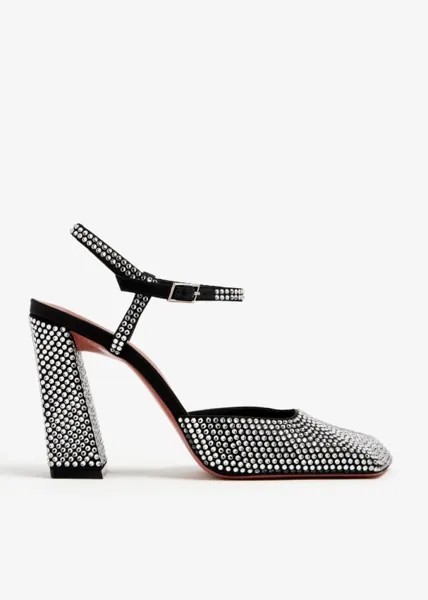 Туфли Amina Muaddi Charlotte Crystal, черный