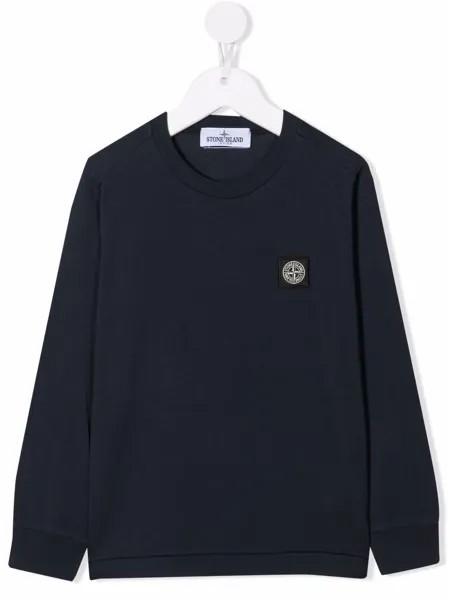 Stone Island Junior футболка с длинными рукавами и нашивкой-логотипом