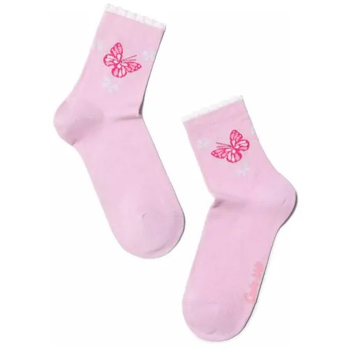 Носки Conte-kids tip-top со стразами и люрексом, размер 20, розовый