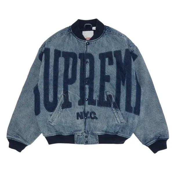 Университетская джинсовая куртка Supreme Washed Knockout, цвет Washed Blue