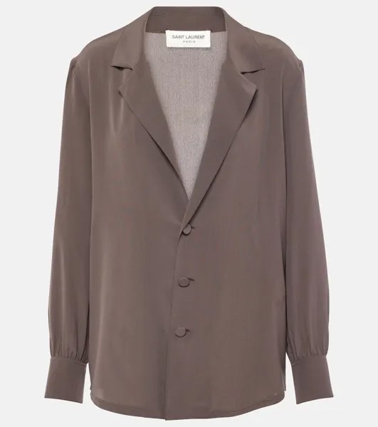 Атласная рубашка Saint Laurent, бежевый