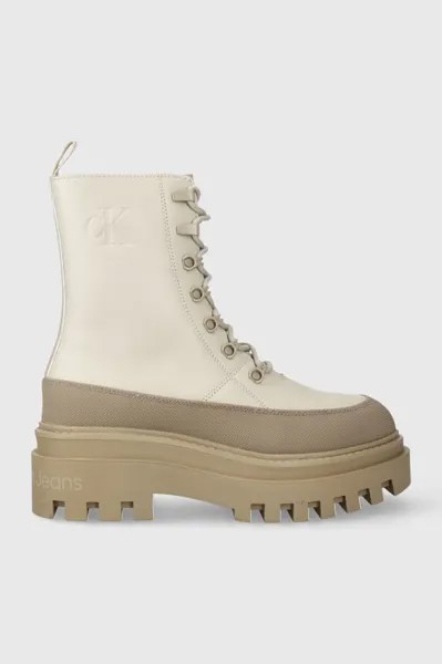 Кожаные ботинки FLATFORM LACE UP BOOT LTH Calvin Klein Jeans, бежевый