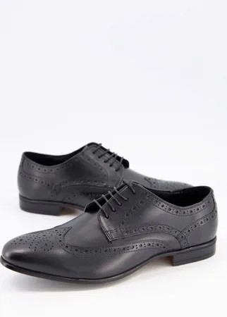 Черные кожаные броги Schuh Rowen-Черный цвет