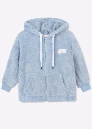 Голубая меховая толстовка oversize для девочки Gloria Jeans