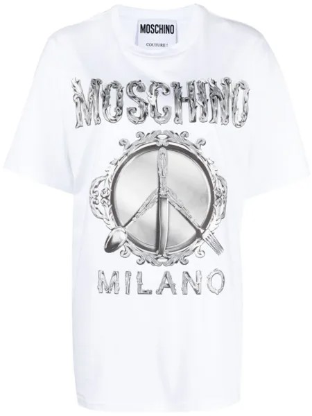 Moschino футболка оверсайз с логотипом, белый