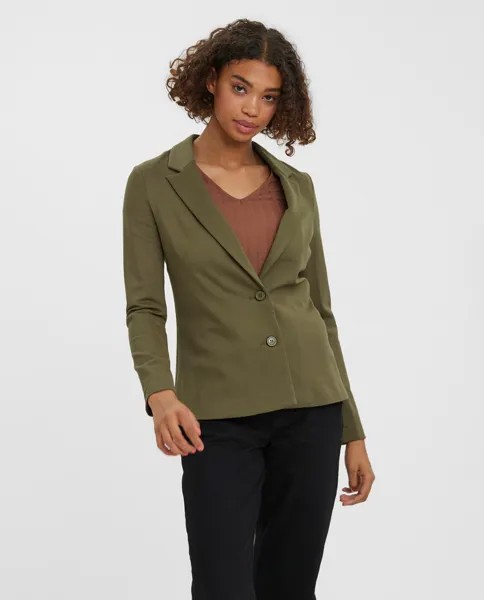 Женский пиджак с длинными рукавами и пуговицами Vero Moda, зеленый