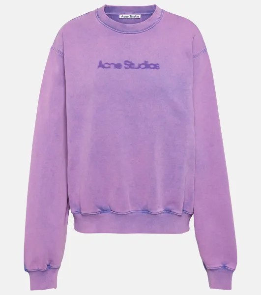 Толстовка из хлопкового джерси с логотипом Acne Studios, фиолетовый