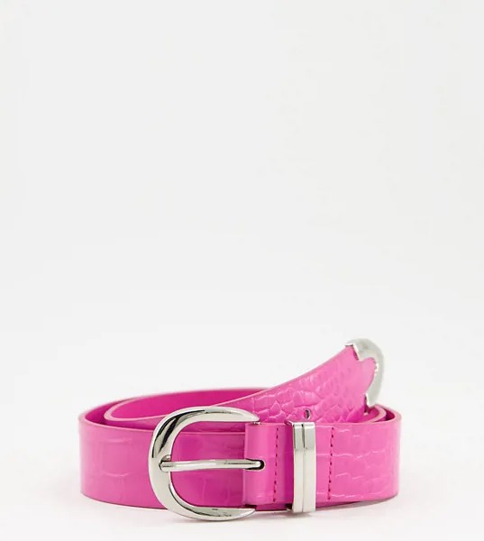 Эксклюзивный розовый ремень с крокодиловым узором и серебристым наконечником Glamorous-Розовый цвет