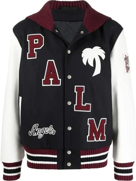 Куртка-бомбер Palm Angels Marine Collar Varsity, темно-синий, красный, белый