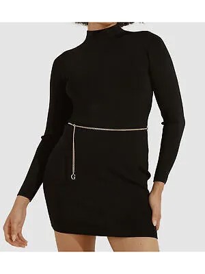 Женское черное мини-платье GUESS с открытой спиной и цепочкой, пуловер без подкладки M