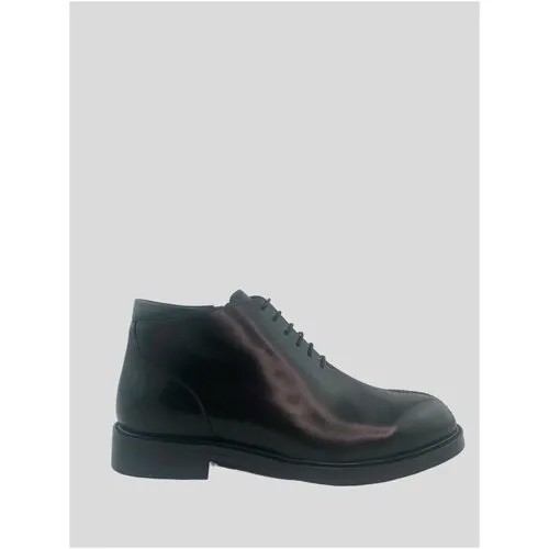 Зимние ботинки мужские оксфорды из натуральной кожи с экомехом на толстой подошве с каблуком (4919) Цвет: Черный