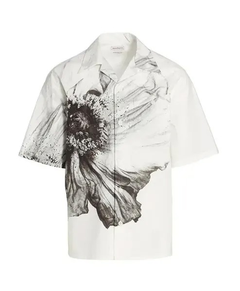 Хлопковая рубашка S с застежкой на пуговицы Alexander Mcqueen, белый
