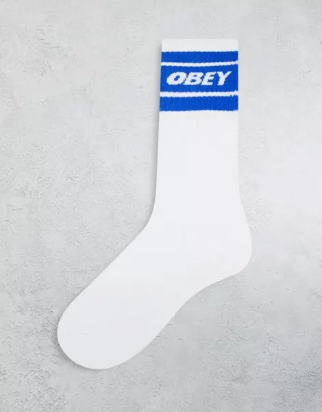 Фирменные носки Obey белого и синего цвета
