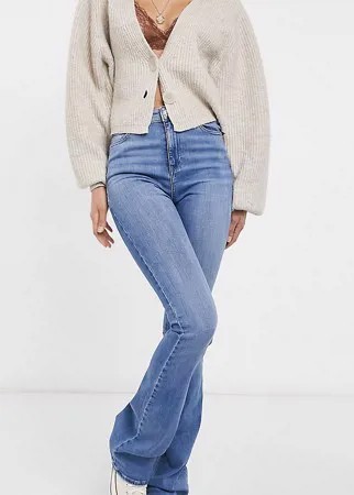 Расклешенные выбеленные джинсы с моделирующим эффектом и завышенной талией ASOS DESIGN Tall-Голубой