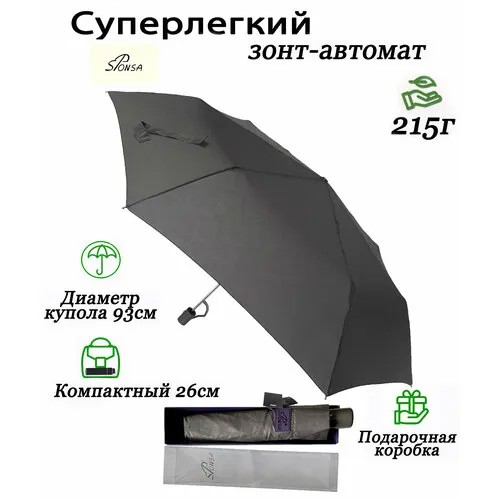 Мини-зонт Sponsa, черный, серый
