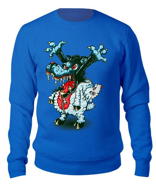 Свитшот Printio Gray wolf синий 2XL