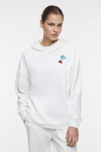 Худи oversize хлопковая утепленная с капюшоном и принтом