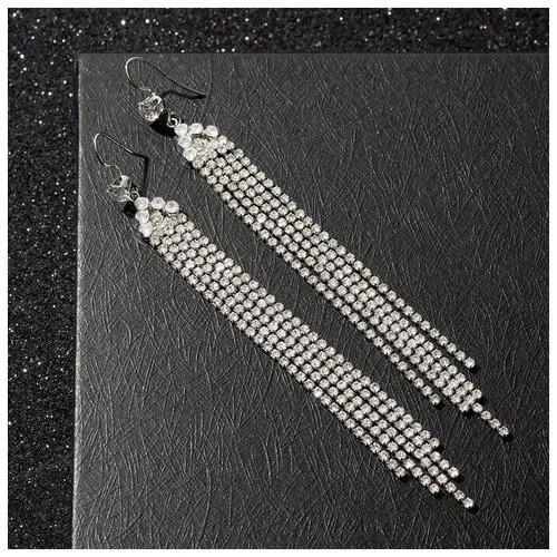 Серьги цепочки Queen Fair, фианит, белый, серебряный