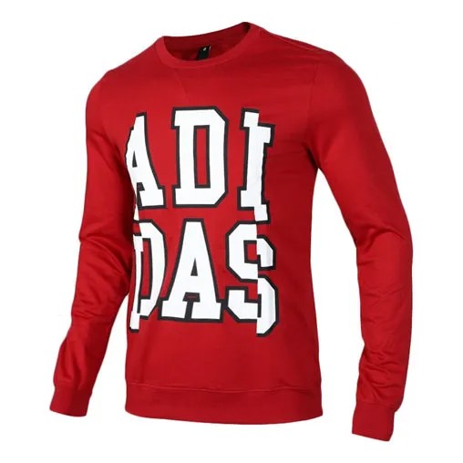 Толстовка adidas neo Large Logo Printing Round Neck Pullover Red, красный