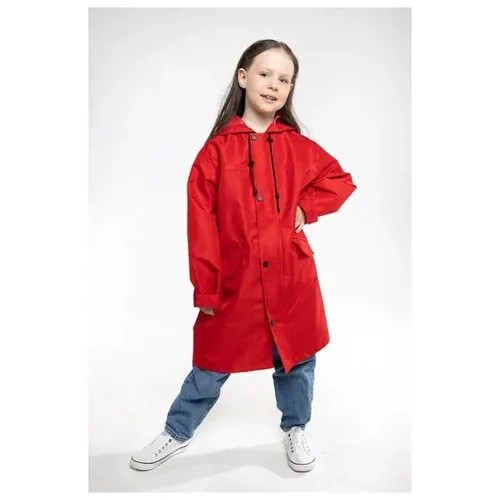 Плащ-дождевик, непромокаемый , универсальный для мальчика и девочки S размера,красный.