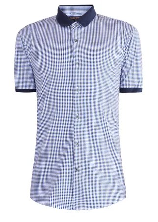 Рубашка slim fit из хлопка в клетку виши с отделкой в стиле поло