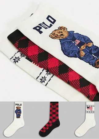 Набор из 3 носков в подарочной коробке Polo Ralph Lauren-Многоцветный