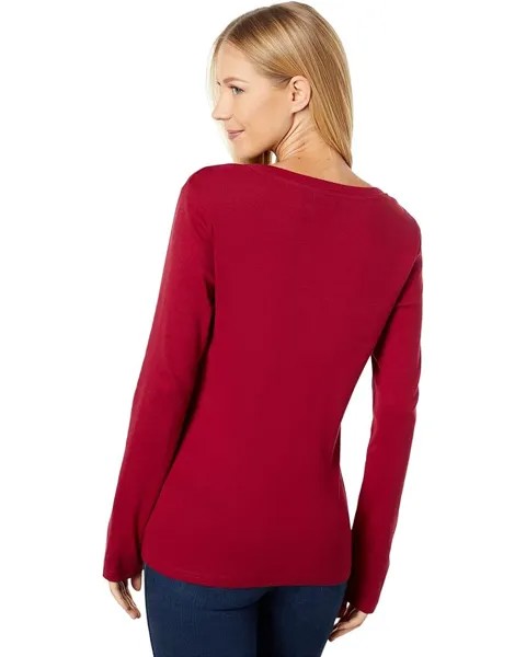 Футболка U.S. POLO ASSN. L/S V-Neck Rib Knit Tee, цвет Rhythmic Red