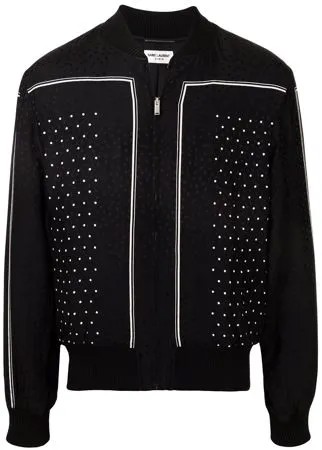 Saint Laurent бомбер с узором в горох
