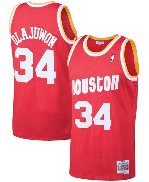 Мужская майка Hakeem Olajuwon Red Houston Rockets 1993-94 Hardwood Classics Swingman Mitchell & Ness