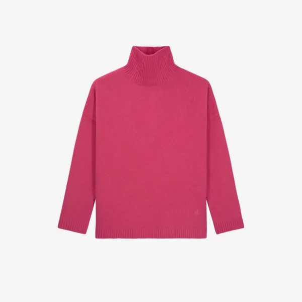 Джемпер свободного кроя из смесового кашемира с высоким воротником The Kooples, цвет fushia