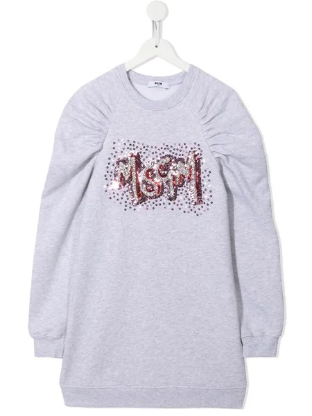 MSGM Kids платье-толстовка с логотипом и пайетками
