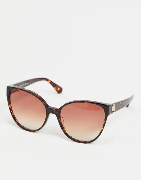 Круглые солнцезащитные очки в черепаховой оправе Kate Spade-Коричневый