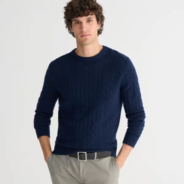 Кашемировый свитер с косами J.Crew, синий