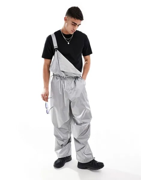 ASOS DESIGN – комбинезон-парашют из серебристого нейлона