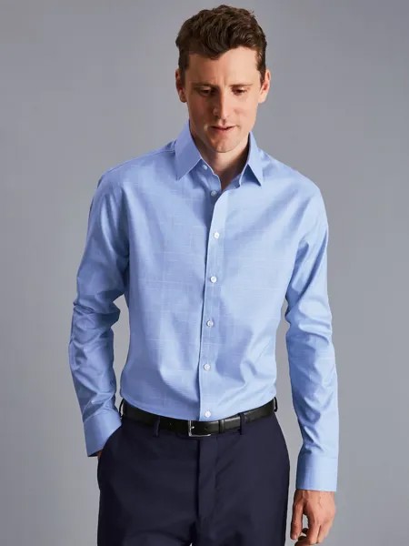 Рубашка узкого кроя Charles Tyrwhitt Non-Iron Prince of Wales, Ocean Blue