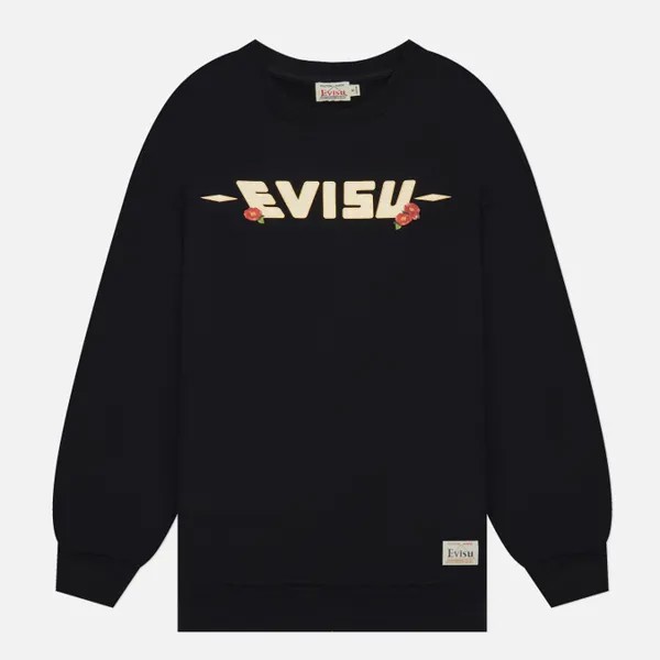 Женская толстовка Evisu Printed Peacock Tsubaki & Logo Oversized чёрный, Размер XS