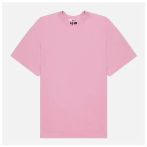 Мужской лонгслив MSGM Micrologo Seasonal Crew Neck розовый , Размер XL